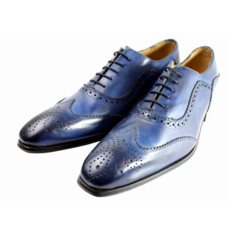 Baki Blue Oxford Italian Leather Shoes